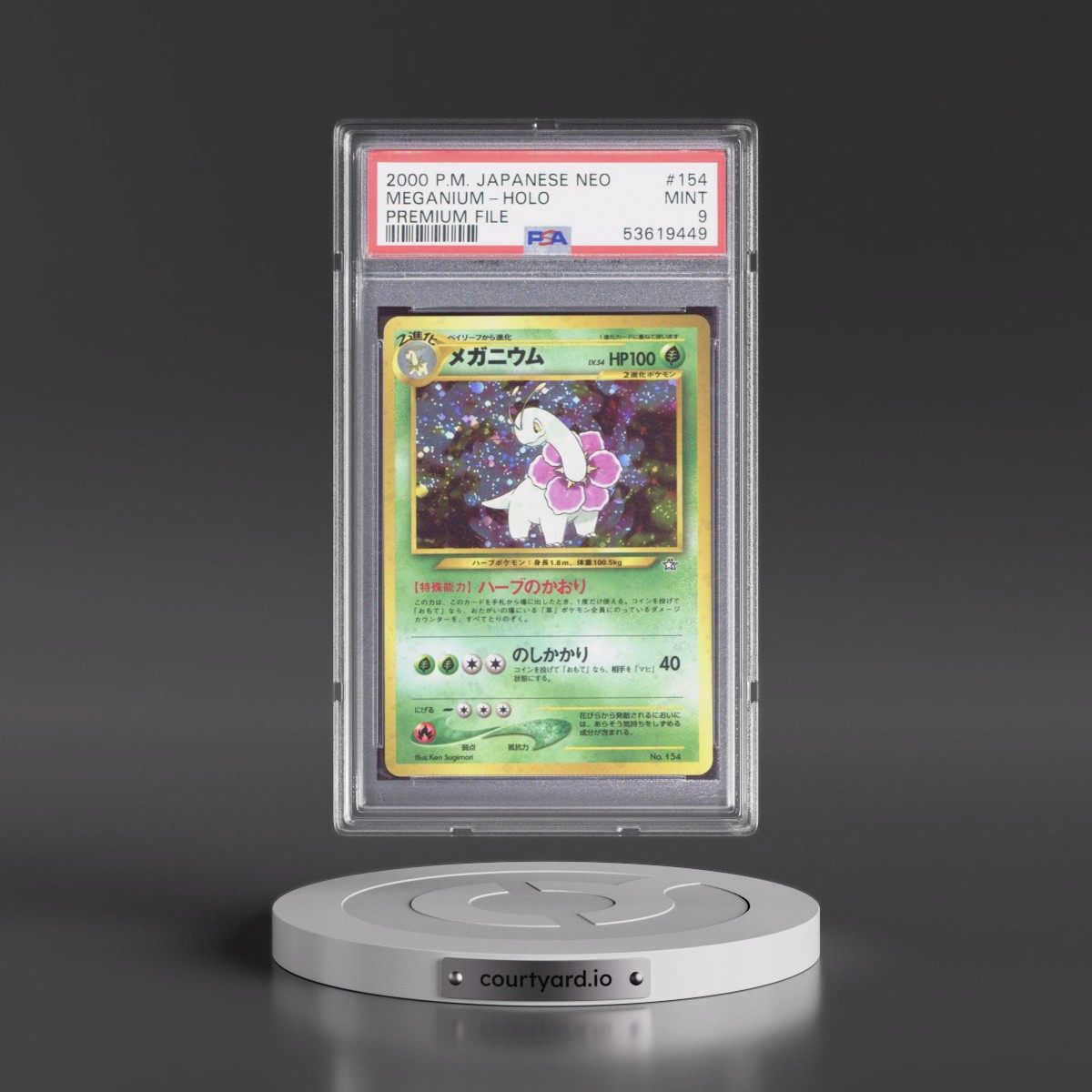 2000 Pokémon Neo #154 Meganium - Holo Premium File (PSA 9 MINT)