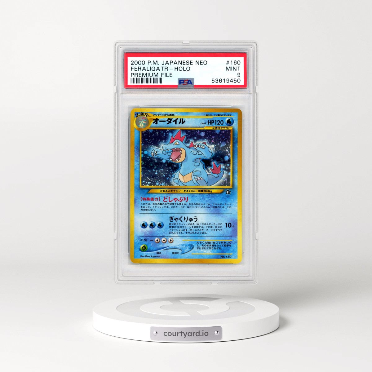 2000 Pokémon Neo #160 Feraligatr - Holo Premium File (PSA 9 MINT)