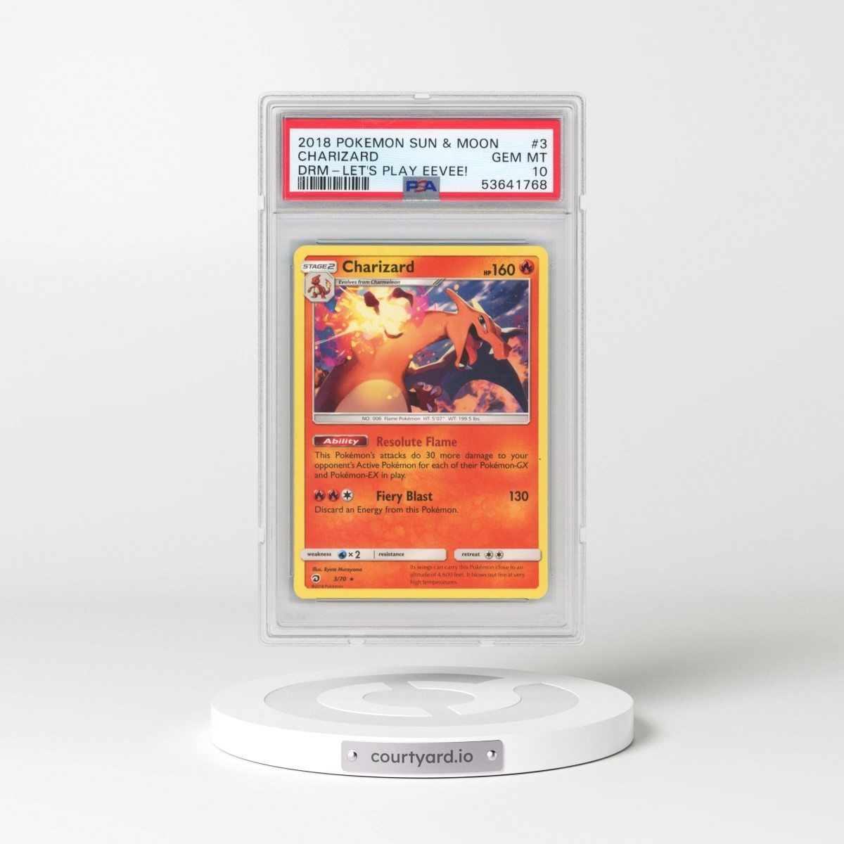 2018 Pokémon Sun & Moon Dragon Majesty #3 Charizard - Let's Play Eevee! (PSA 10 GEM MINT)