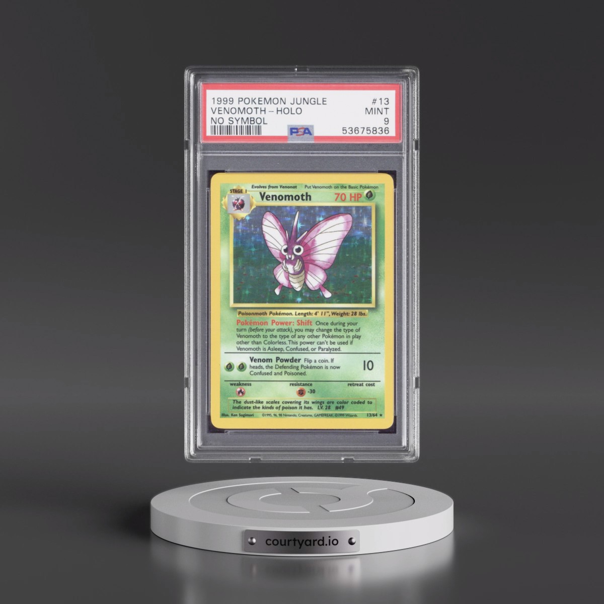 1999 Pokémon Jungle #13 Venomoth - Holo No Symbol (PSA 9 MINT)