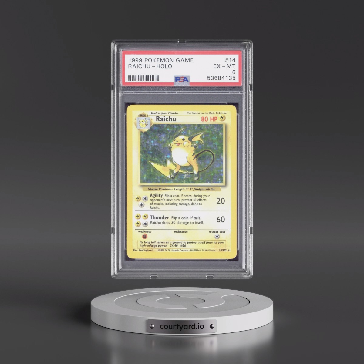 1999 Pokémon Game #14 Raichu - Holo (PSA 6 EX-MT)