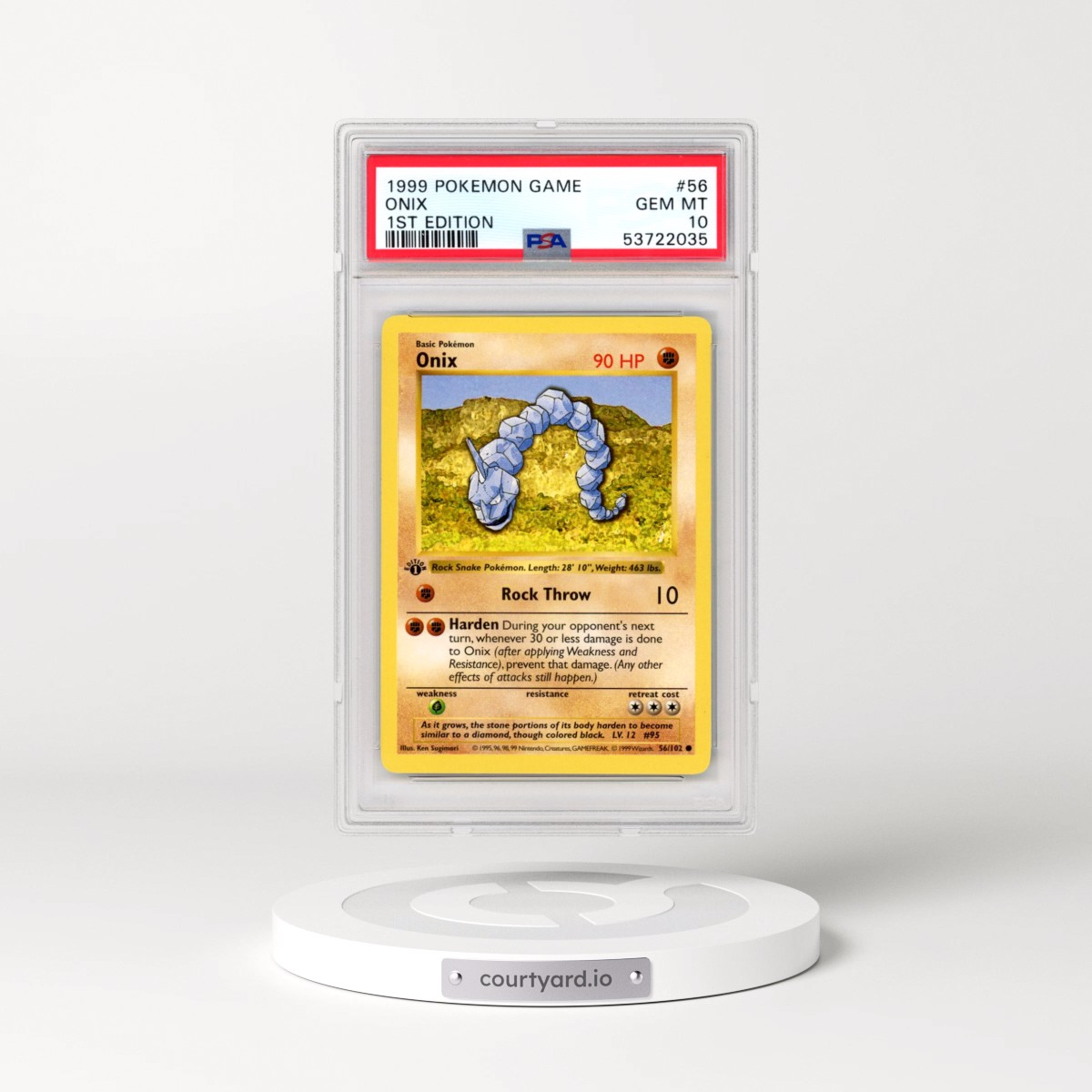 1999 Pokémon Game #56 Onix - 1st Edition (PSA 10 GEM MINT)
