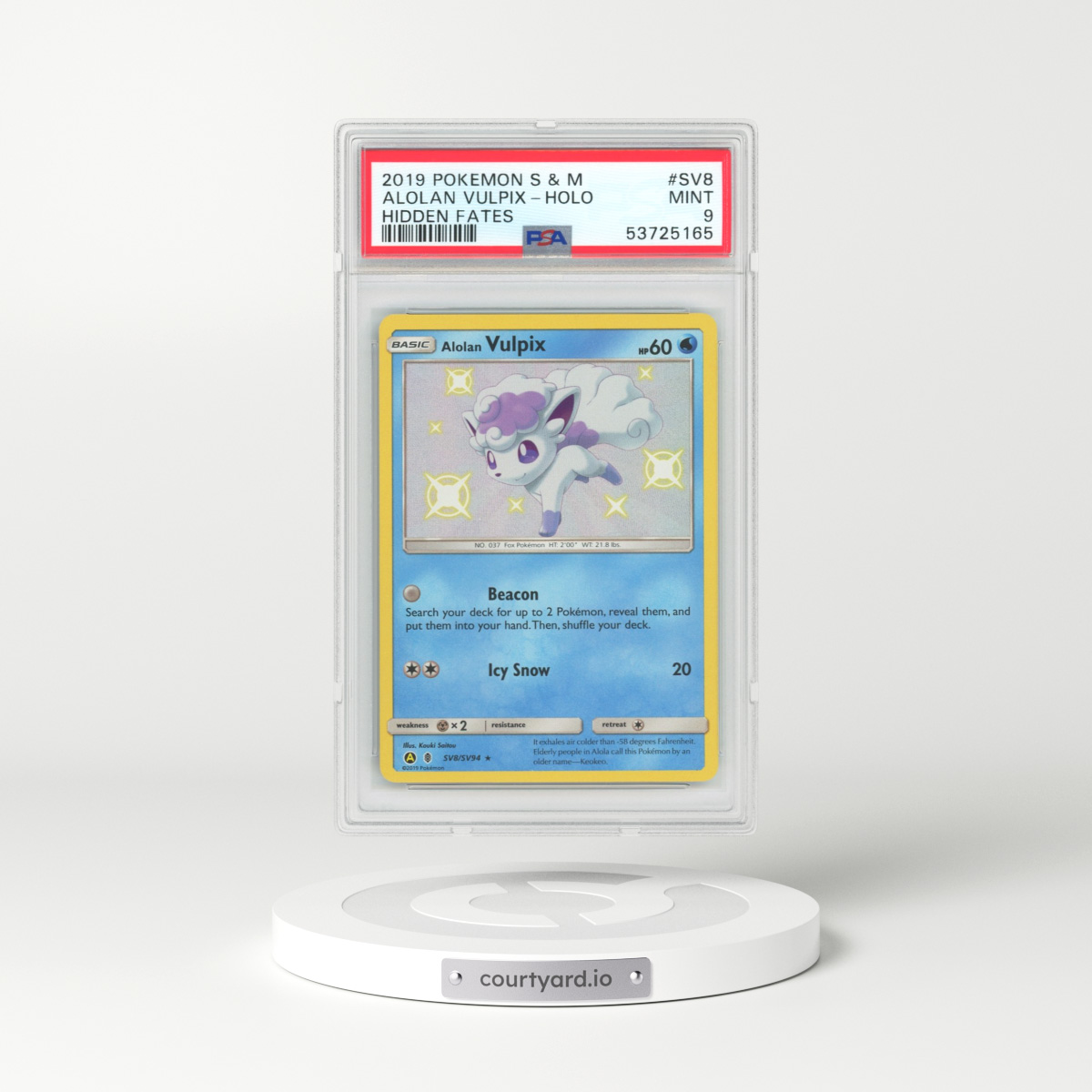 2019 Hidden Fates #SV8 Alolan Vulpix - Holo (PSA 9 MINT)