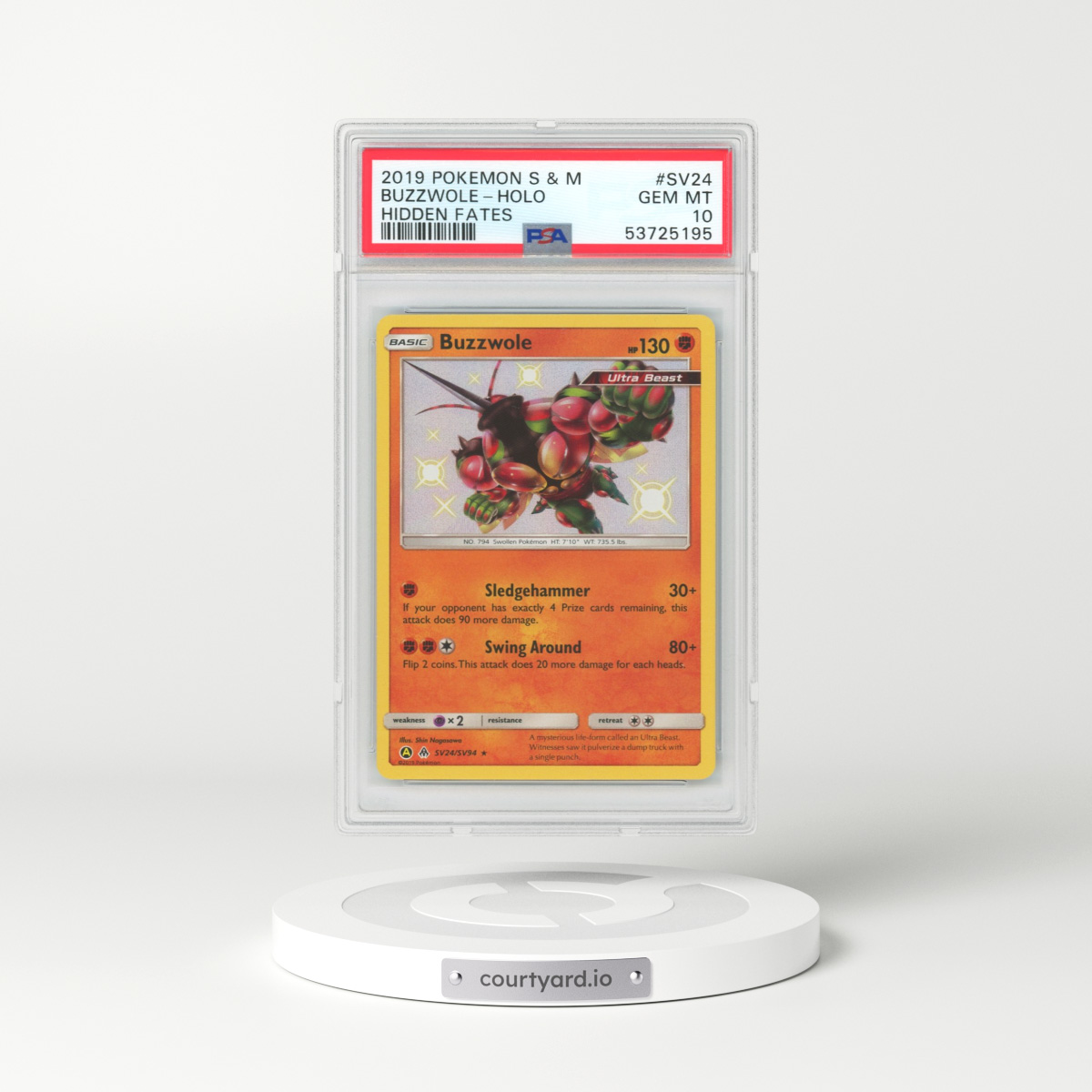 2019 Hidden Fates #SV24 Buzzwole - Holo (PSA 10 GEM MINT)