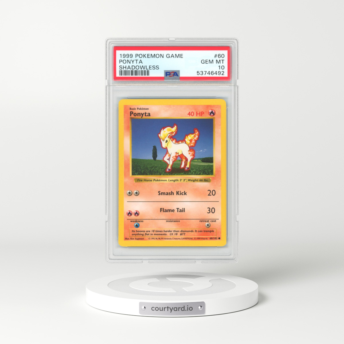 1999 Base Set #60 Ponyta - Shadowless (PSA 10 GEM MINT)