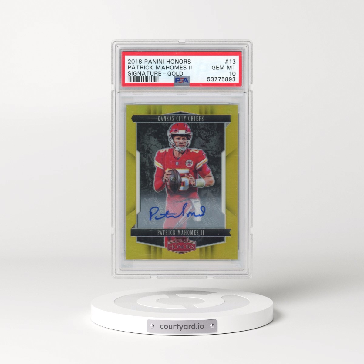 2018 Panini Honors #13 Patrick Mahomes II - Signature-Gold (PSA 10 GEM MINT)
