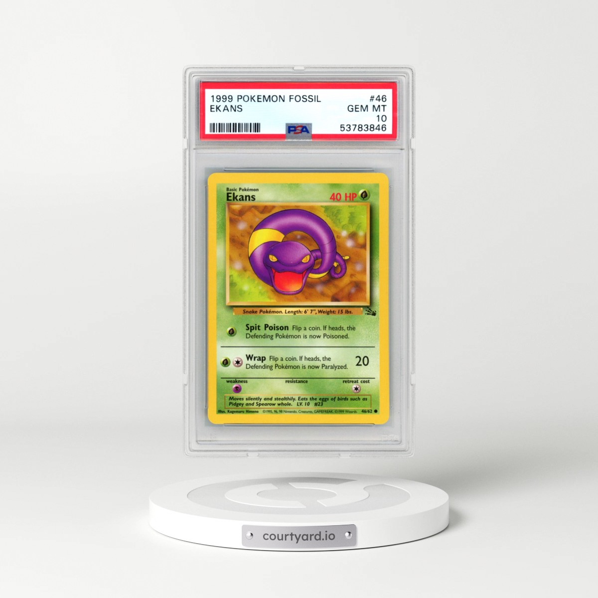 1999 Pokémon Fossil #46 Ekans (PSA 10 GEM MINT)