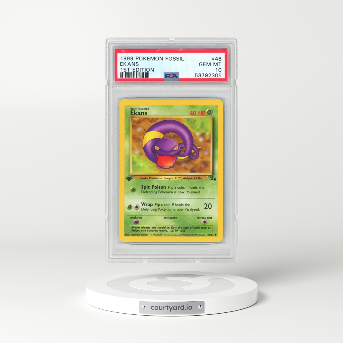1999 Pokémon Fossil #46 Ekans - 1st Edition (PSA 10 GEM MINT)