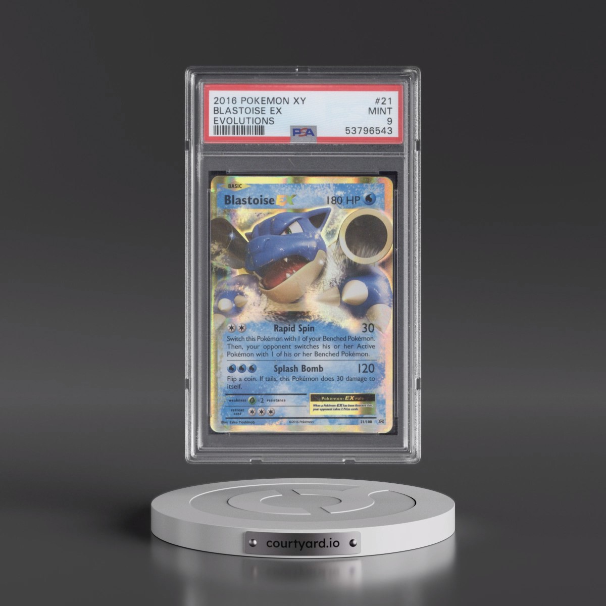 2016 Pokémon XY Evolutions #21 Blastoise EX - Holo (PSA 9 MINT)