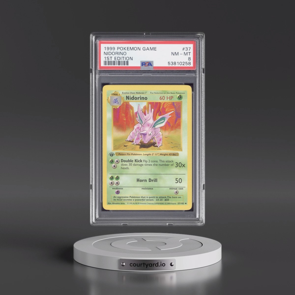 1999 Pokémon Game #37 Nidorino - 1st Edition (PSA 8 NM-MT)