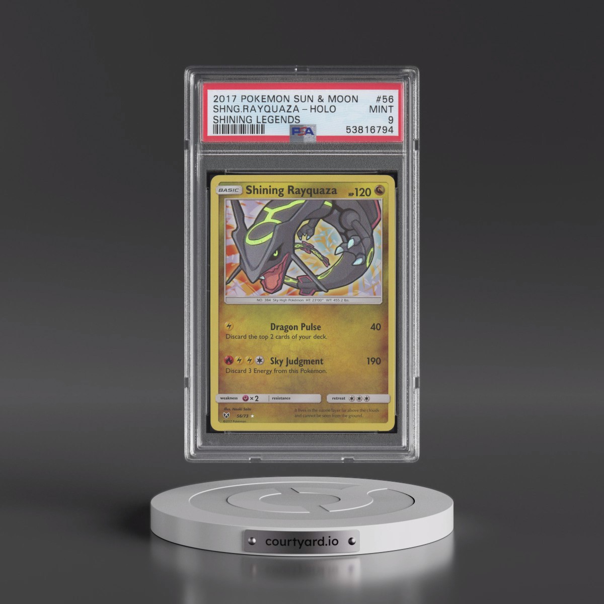 2017 Pokémon Sun & Moon Shining Legends #56 Shining Rayquaza - Holo Holo (PSA 9 MINT)