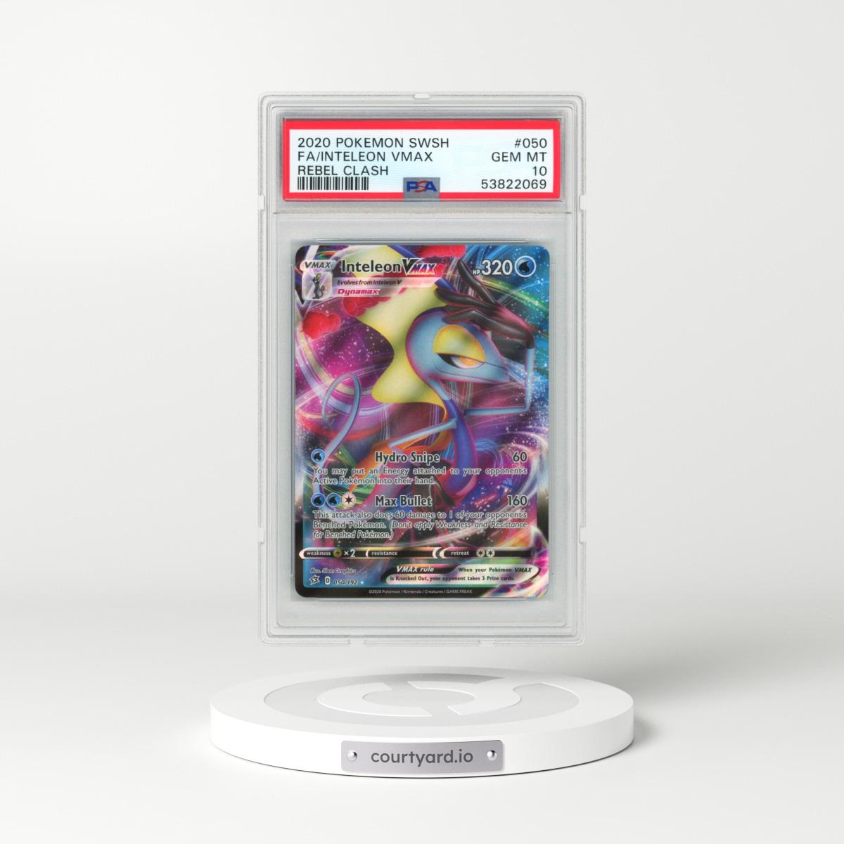 2020 Pokémon Sword & Shield Rebel Clash #050 Inteleon Vmax - Full Art (PSA 10 GEM MINT)