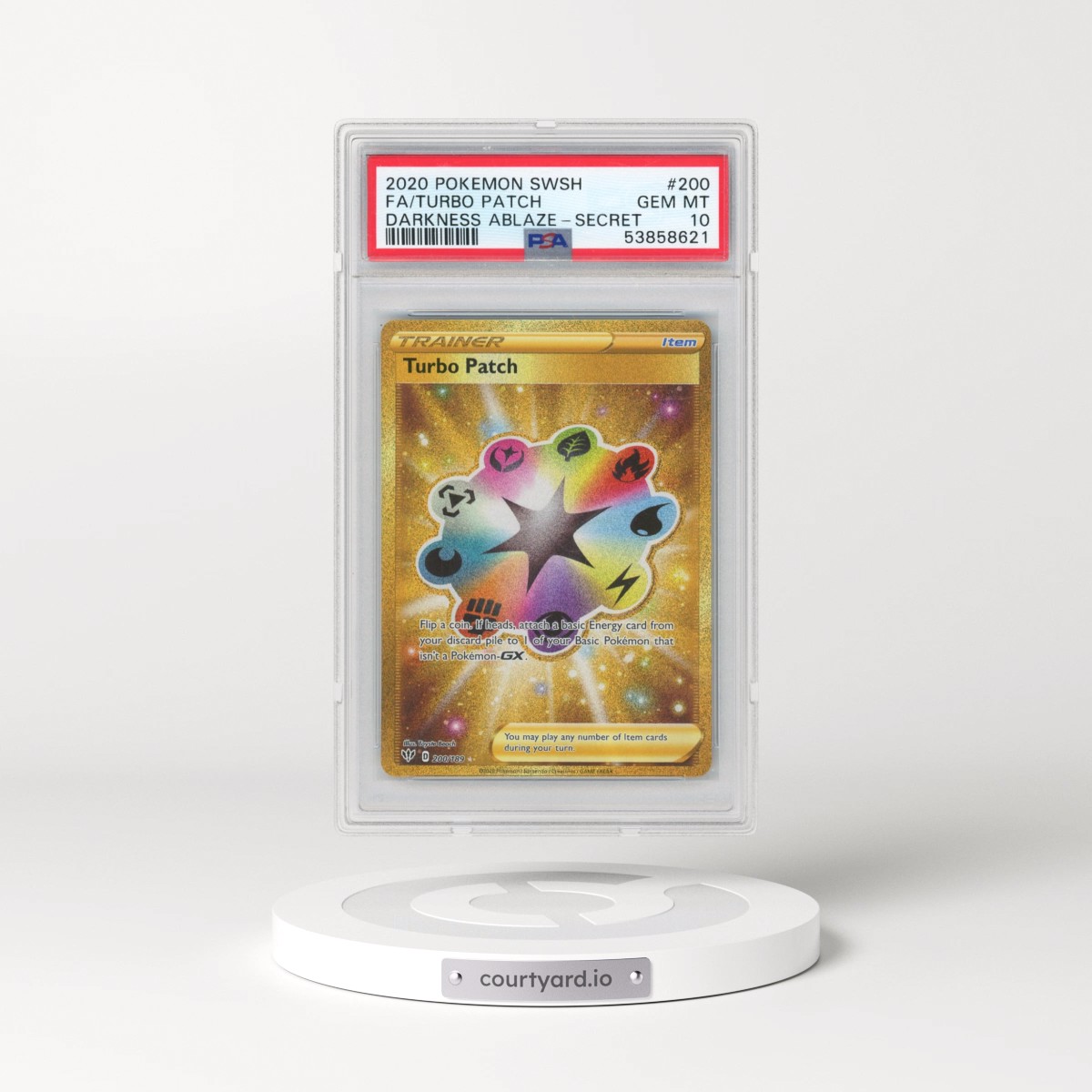 2020 Pokémon Sword & Shield Darkness Ablaze #200 Turbo Patch - Full Art Secret (PSA 10 GEM MINT)