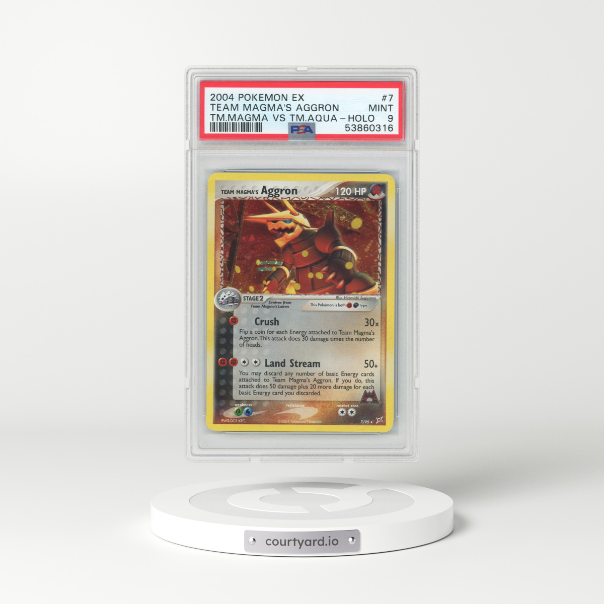 2004 Pokémon EX Team Magma VS Team Aqua #7 Team Magma's Aggron - Holo (PSA 9 MINT)