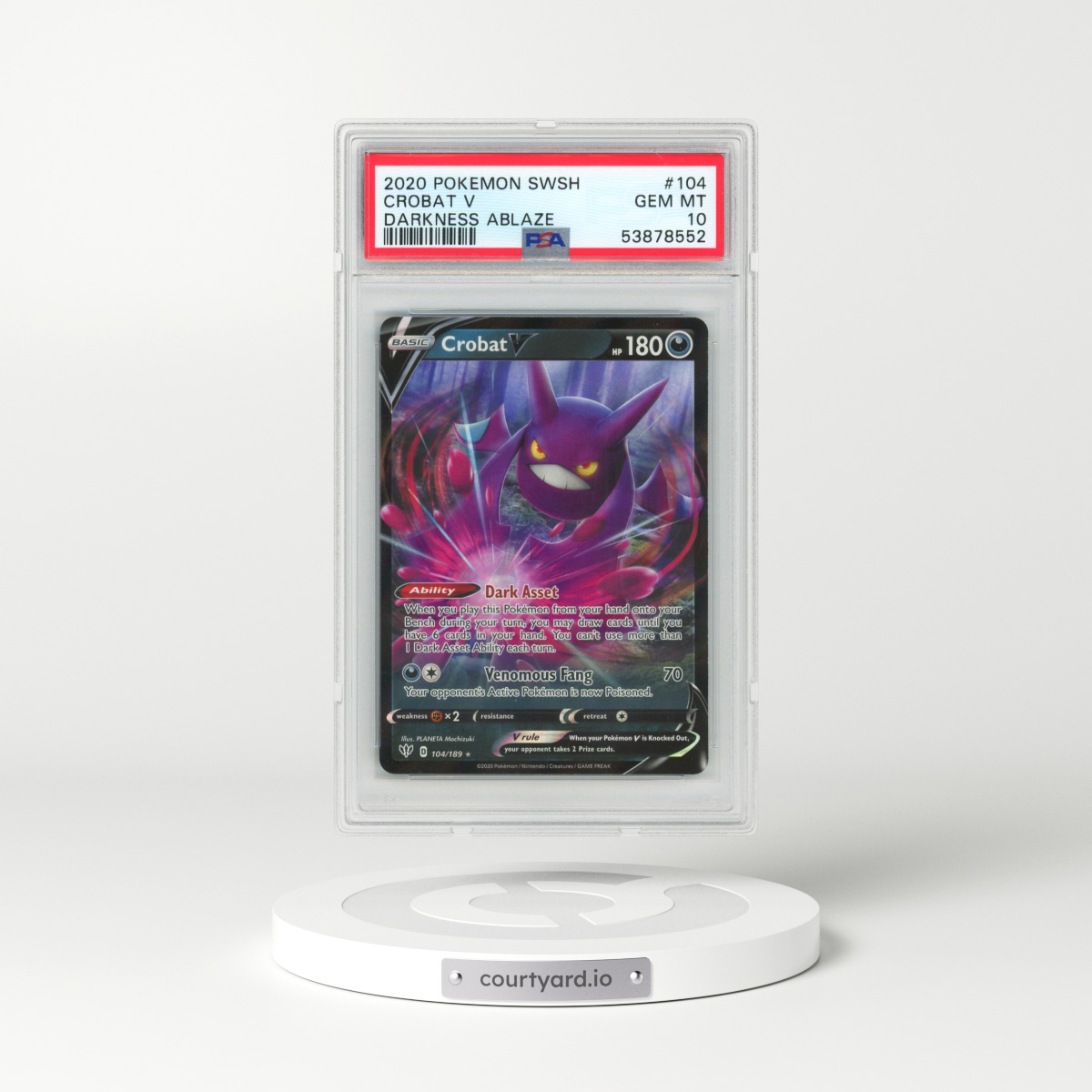 2020 Pokémon Sword & Shield Darkness Ablaze #104 Crobat V - Holo (PSA 10 GEM MINT)