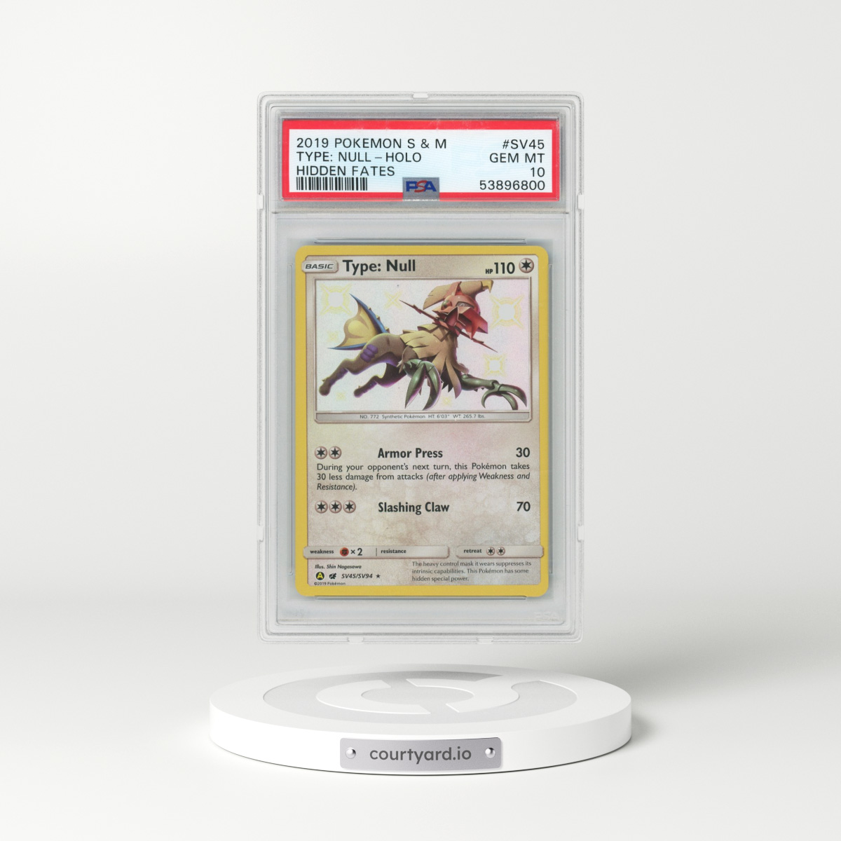2019 Pokémon Sun & Moon Hidden Fates #SV45 Type: Null - Holo (PSA 10 GEM MINT)