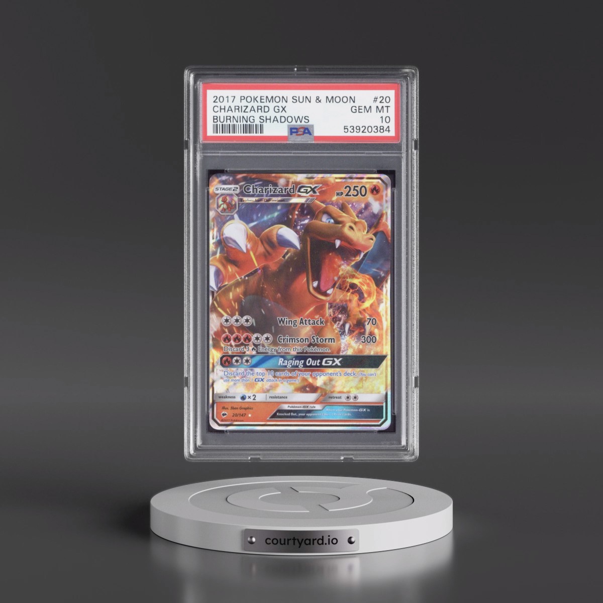 2017 Pokémon Sun & Moon Burning Shadows #20 Charizard GX - Holo (PSA 10 GEM MINT)