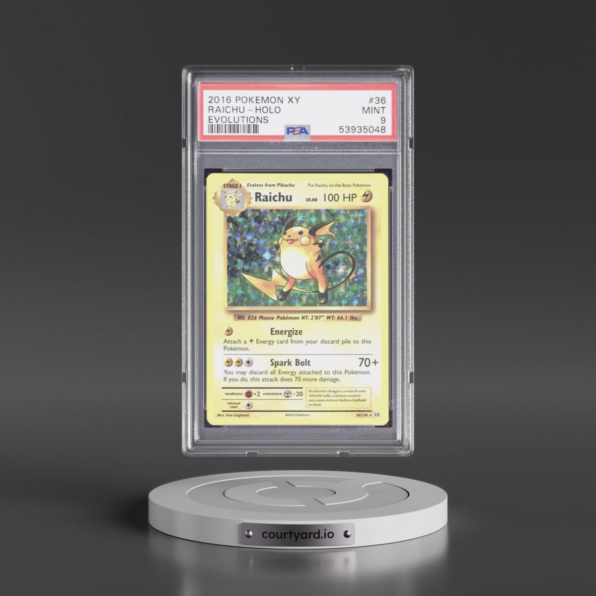 2016 Pokémon XY Evolutions #36 Raichu - Holo (PSA 9 MINT)