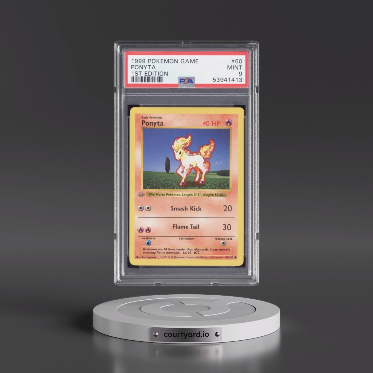 1999 Pokémon Game #60 Ponyta - 1st Edition (PSA 9 MINT)