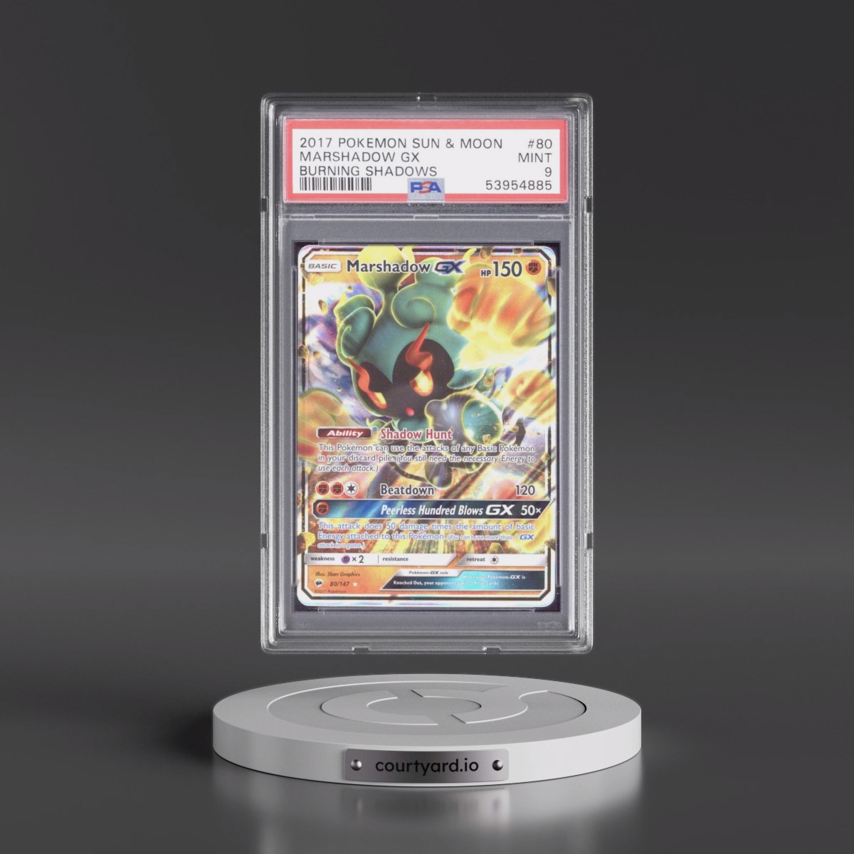 2017 Pokémon Sun & Moon Burning Shadows #80 Marshadow GX - Holo (PSA 9 MINT)