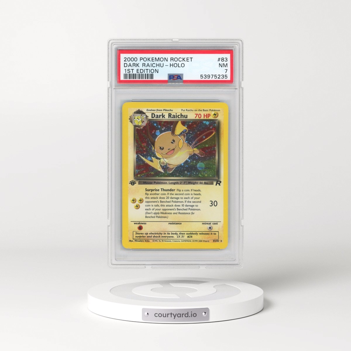 2000 Pokémon Rocket #83 Dark Raichu - 1st Edition Holo (PSA 7 NM)