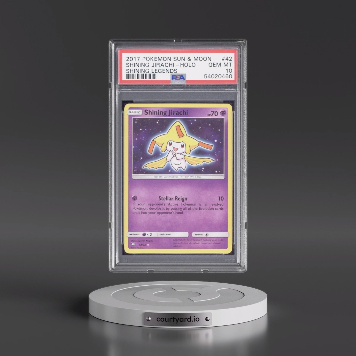 2017 Pokémon Sun & Moon Shining Legends #42 Shining Jirachi - Holo Holo (PSA 10 GEM MINT)