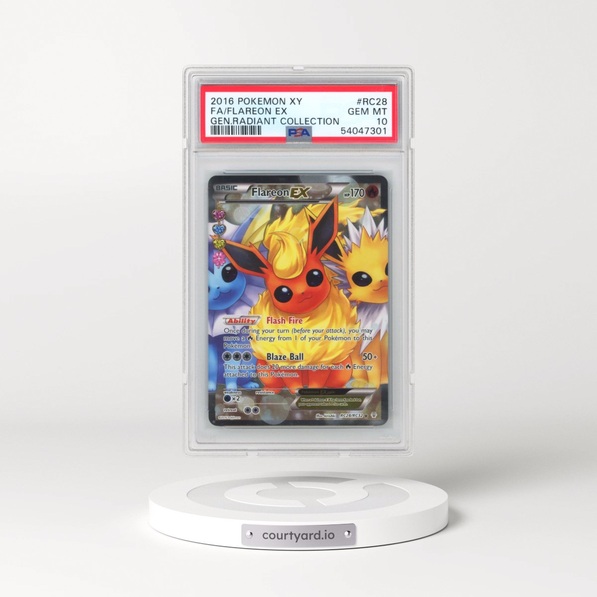 2016 Pokémon XY Generations Radiant Collection #RC28 Flareon EX - Holo Full Art (PSA 10 GEM MINT)