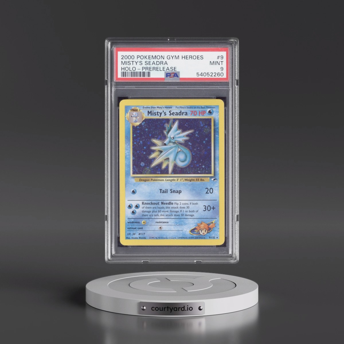 2000 Pokémon Gym Heroes #9 Misty's Seadra - Holo-Prerelease (PSA 9 MINT)