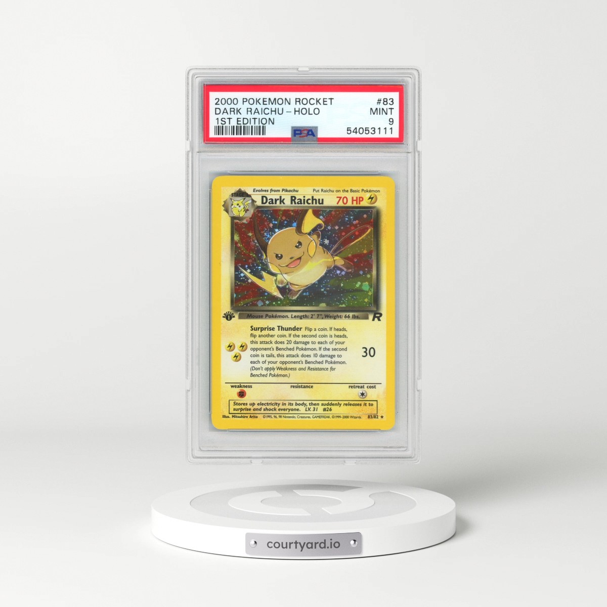 2000 Pokémon Rocket #83 Dark Raichu - 1st Edition Holo (PSA 9 MINT)