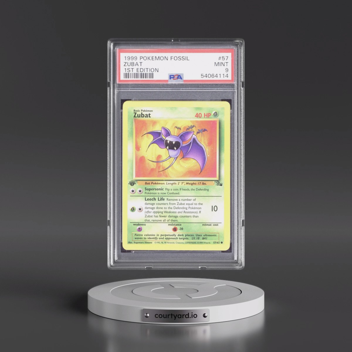 1999 Pokémon Fossil #57 Zubat - 1st Edition (PSA 9 MINT)