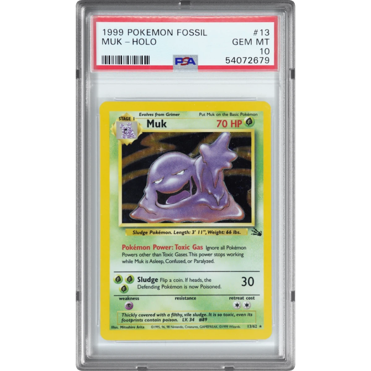 1999 Fossil #13 Muk - Holo (PSA 10 GEM MINT)