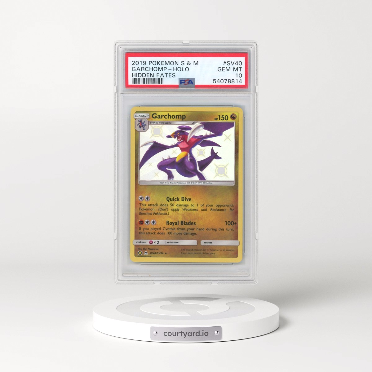 2019 Pokémon Sun & Moon Hidden Fates #SV40 Garchomp - Holo (PSA 10 GEM MINT)