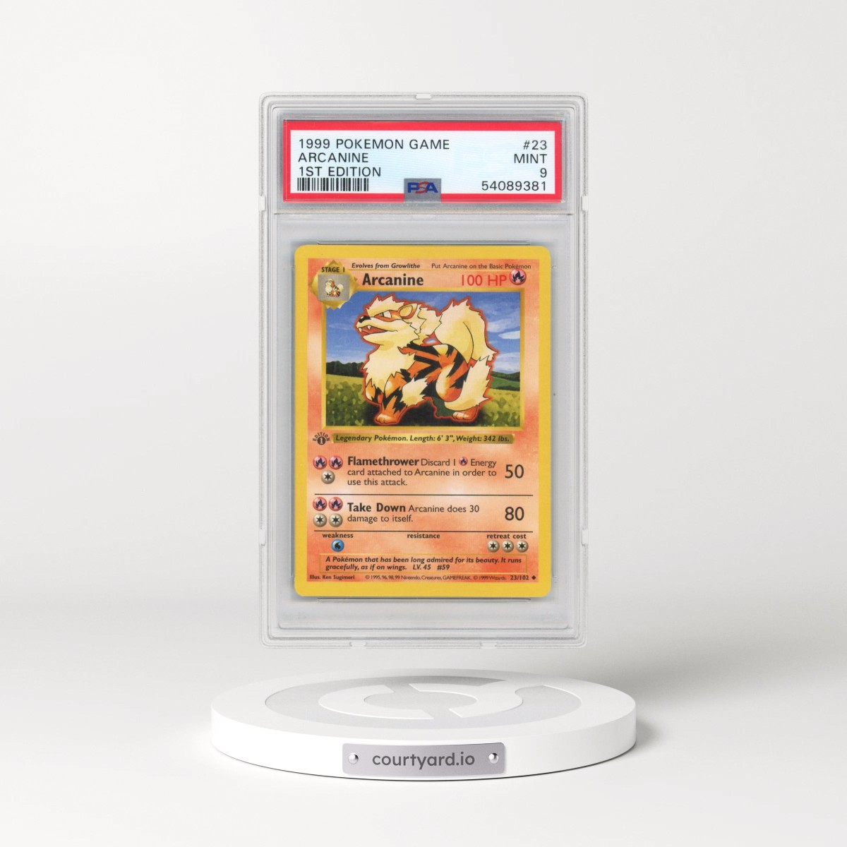 1999 Pokémon Game #23 Arcanine - 1st Edition (PSA 9 MINT)