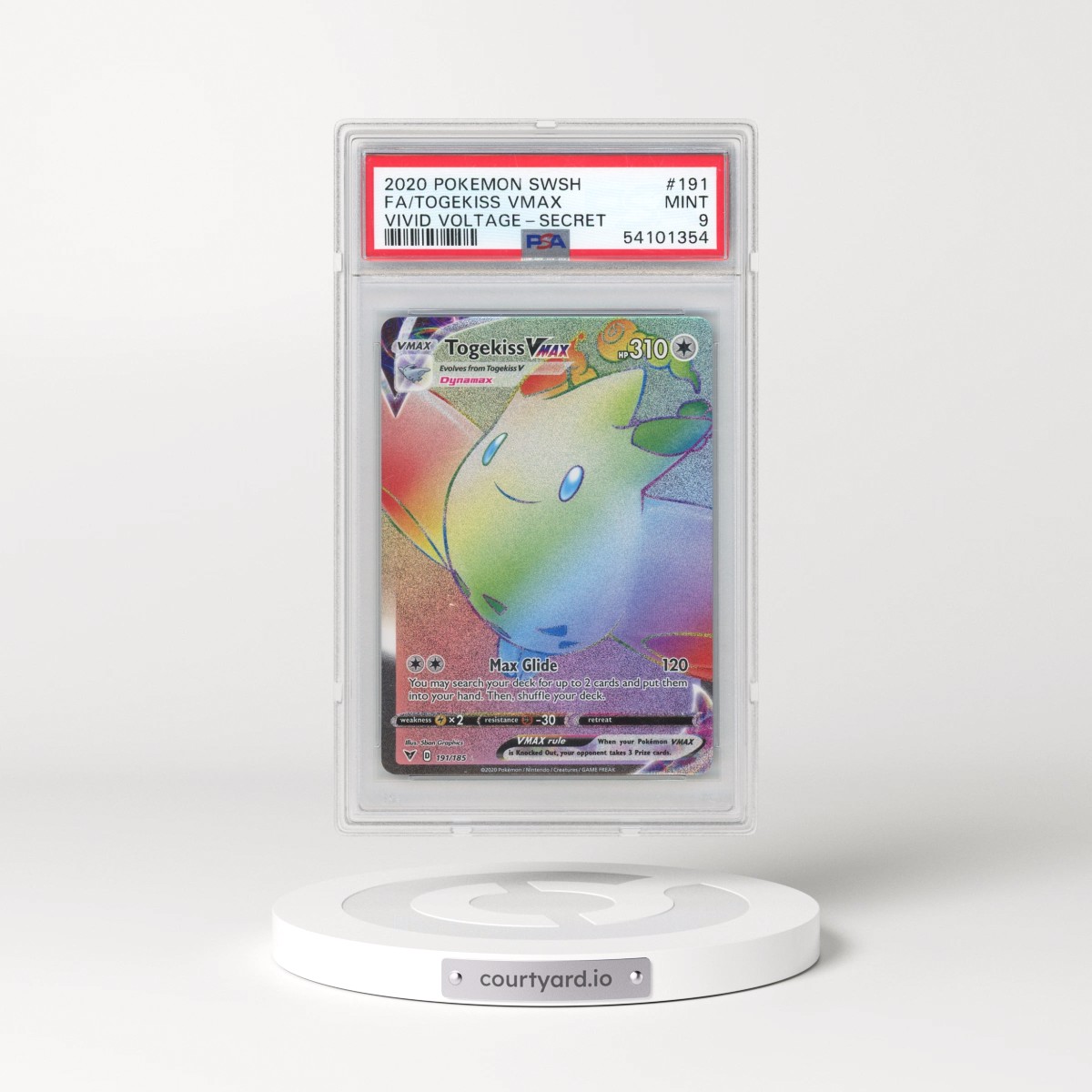 2020 Pokémon Sword & Shield Vivid Voltage #191 Togekiss Vmax - Full Art Secret (PSA 9 MINT)