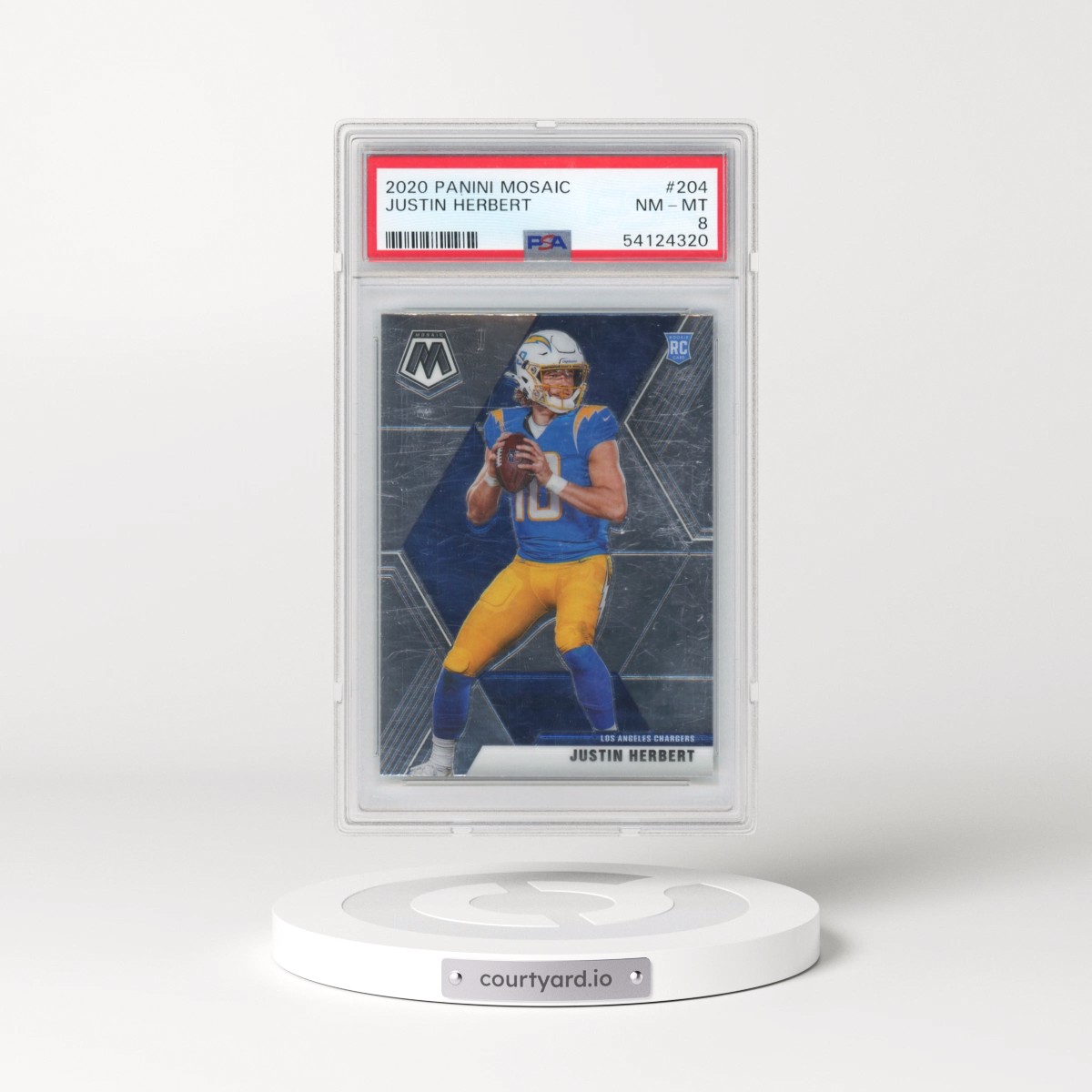 2020 Panini Mosaic #204 Justin Herbert (PSA 8 NM-MT)