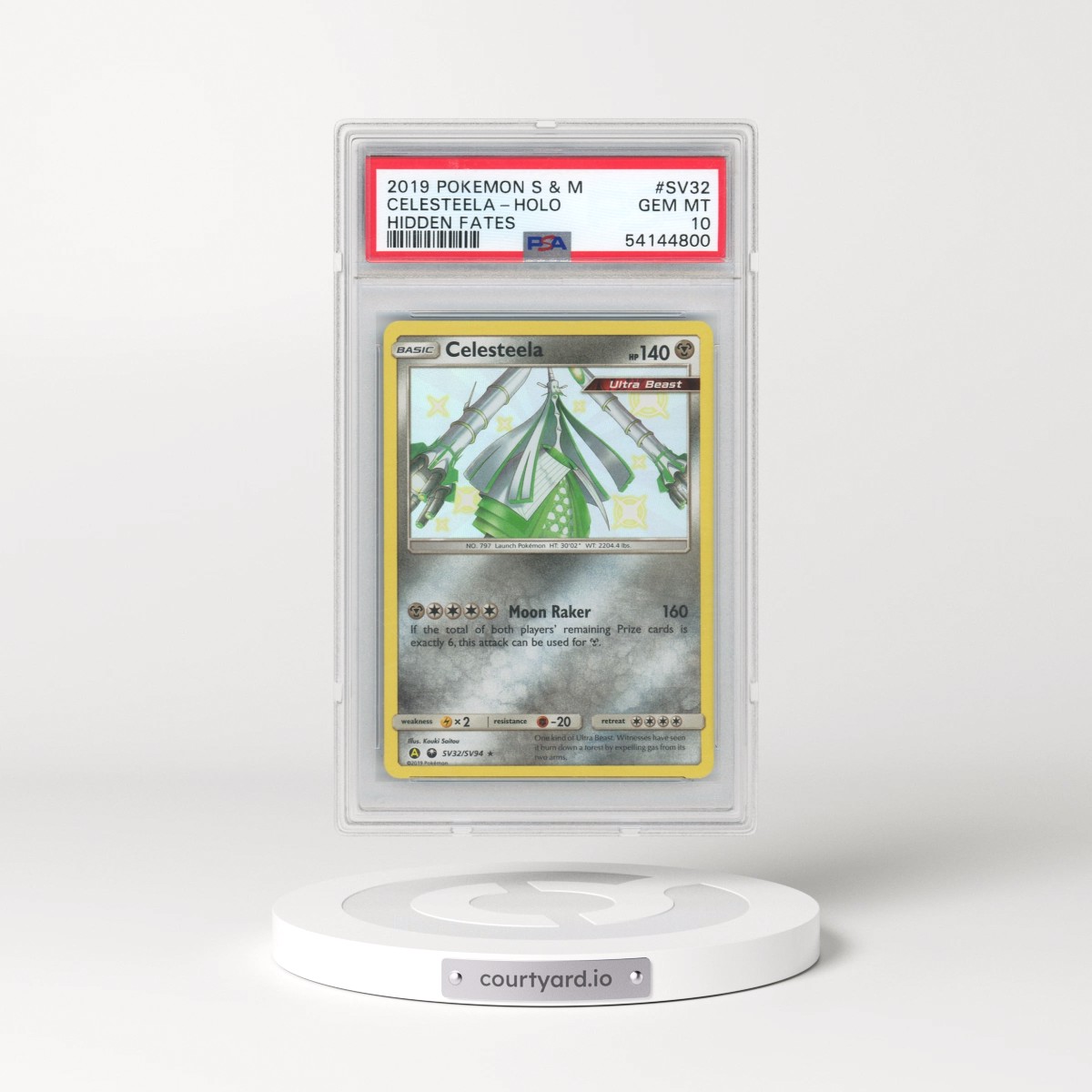 2019 Pokémon Sun & Moon Hidden Fates #SV32 Celesteela - Holo (PSA 10 GEM MINT)