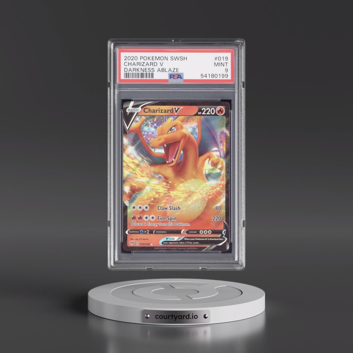 2020 Pokémon Sword & Shield Darkness Ablaze #019 Charizard V - Holo (PSA 9 MINT)