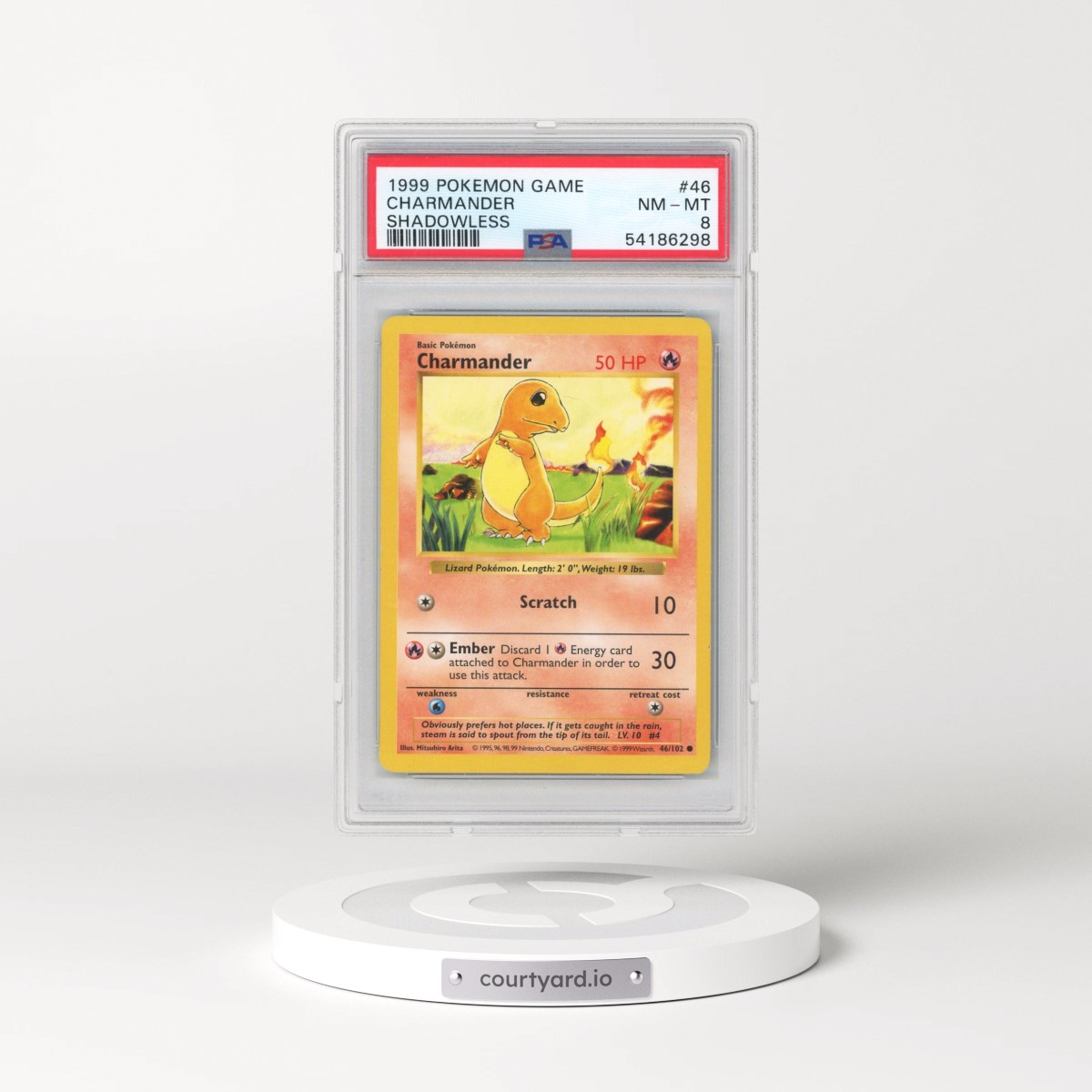 1999 Pokémon Game #46 Charmander - Shadowless (PSA 8 NM-MT)