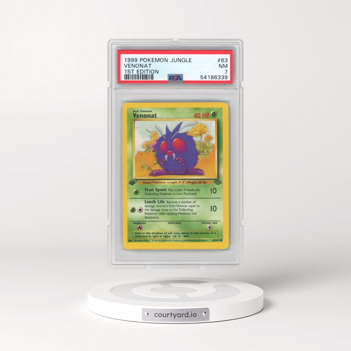 1999 Pokémon Jungle #63 Venonat - 1st Edition (PSA 7 NM)