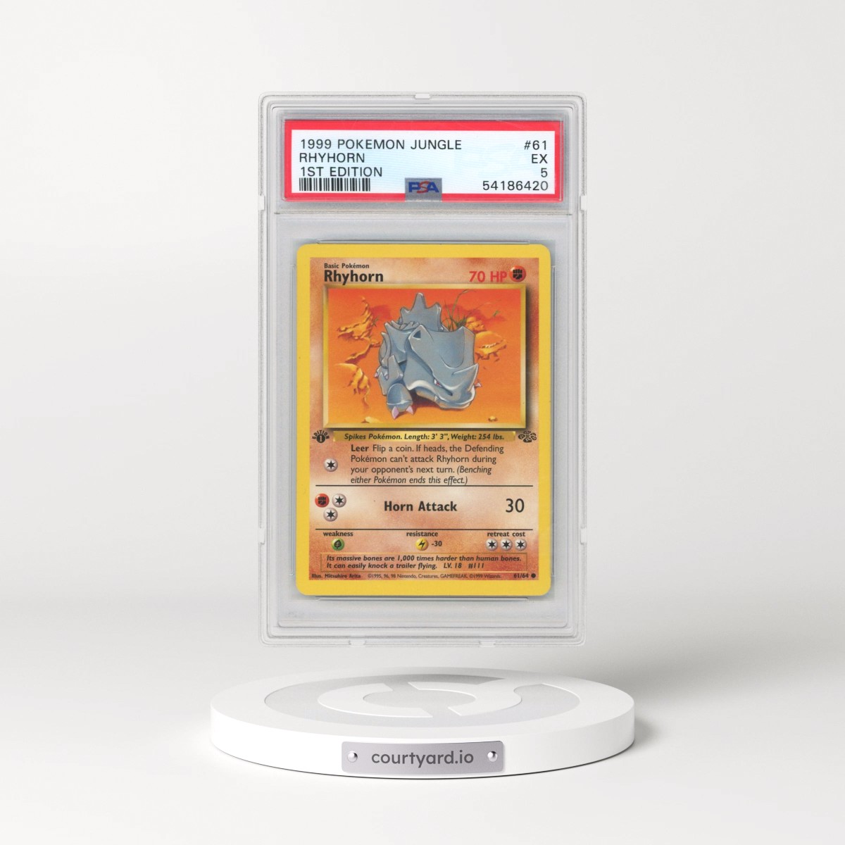 1999 Pokémon Jungle #61 Rhyhorn - 1st Edition (PSA 5 EX)