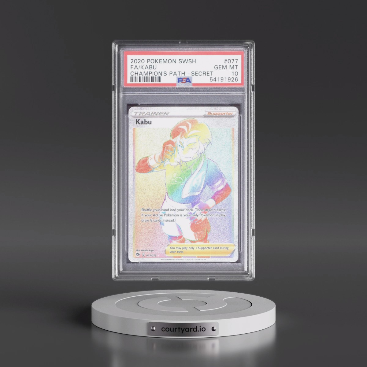 2020 Pokémon Sword & Shield Champion's Path #077 Kabu - Full Art Secret (PSA 10 GEM MINT)
