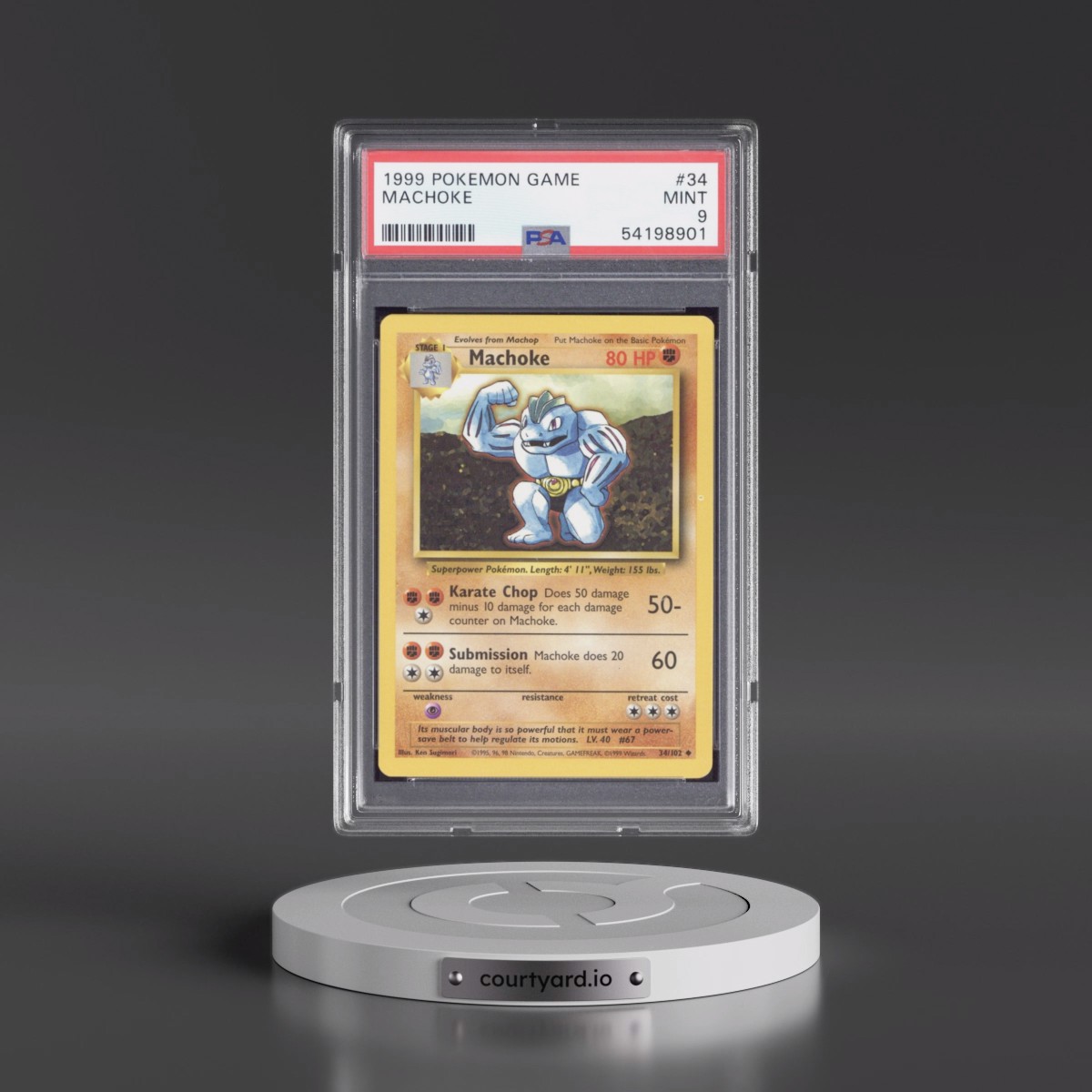1999 Pokémon Game #34 Machoke (PSA 9 MINT)