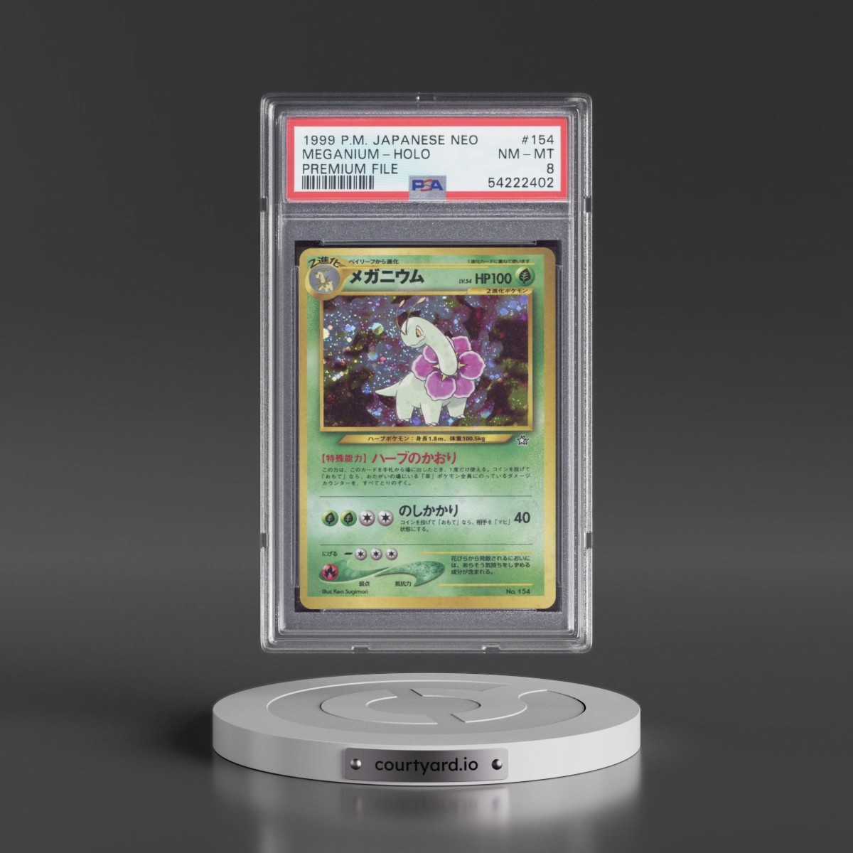 1999 Pokémon Neo Promo #154 Meganium - Holo Premium File (PSA 8 NM-MT)