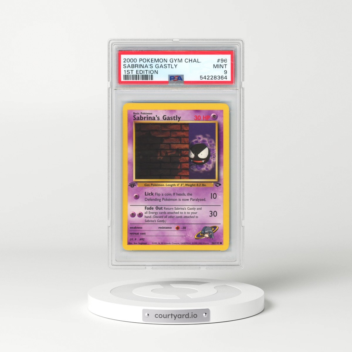 2000 Pokémon Gym Challenge #96 Sabrina's Gastly - 1st Edition (PSA 9 MINT)