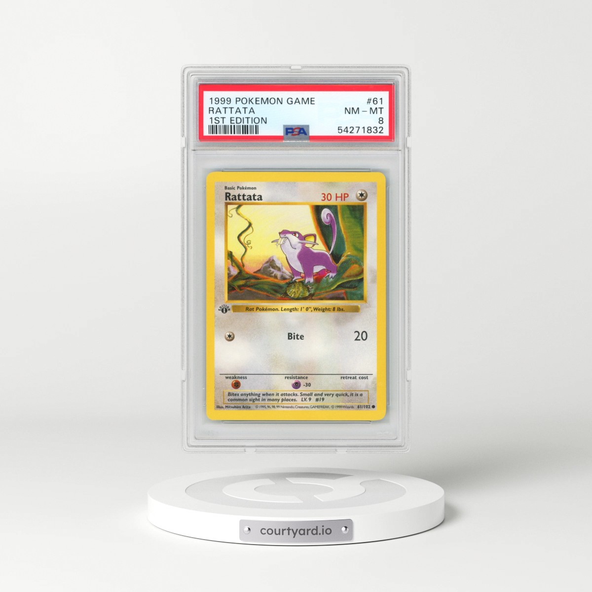 1999 Pokémon Game #61 Rattata - 1st Edition (PSA 8 NM-MT)