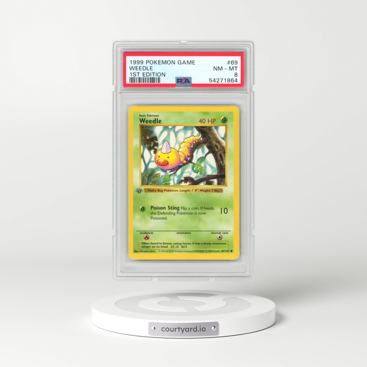 1999 Pokémon Game #69 Weedle - 1st Edition (PSA 8 NM-MT)