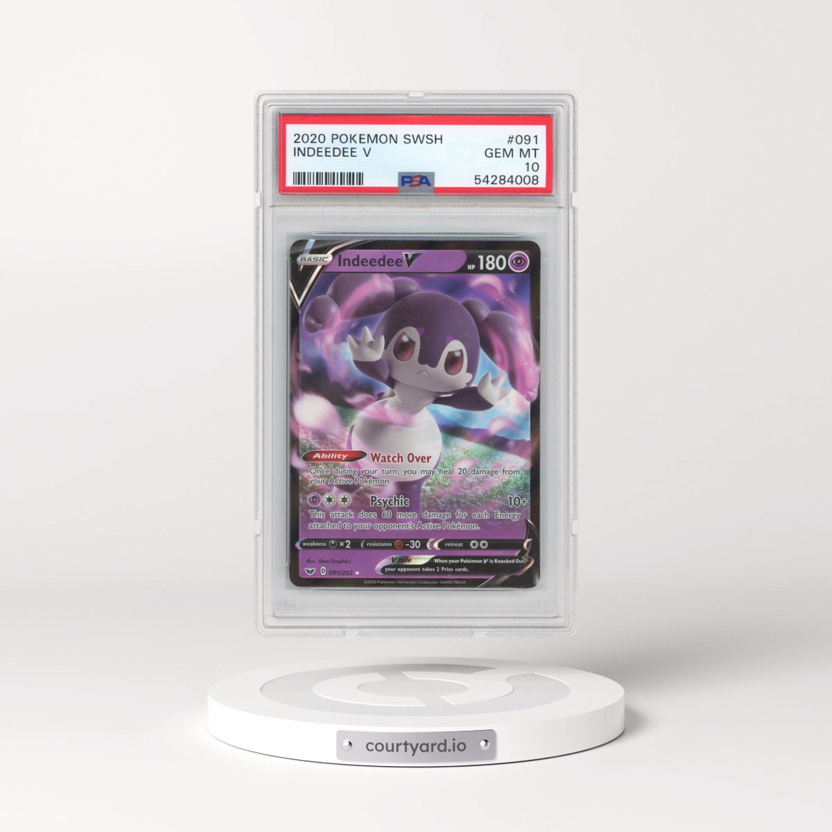 2020 Pokémon Sword & Shield #091 Indeedee V - Holo (PSA 10 GEM MINT)