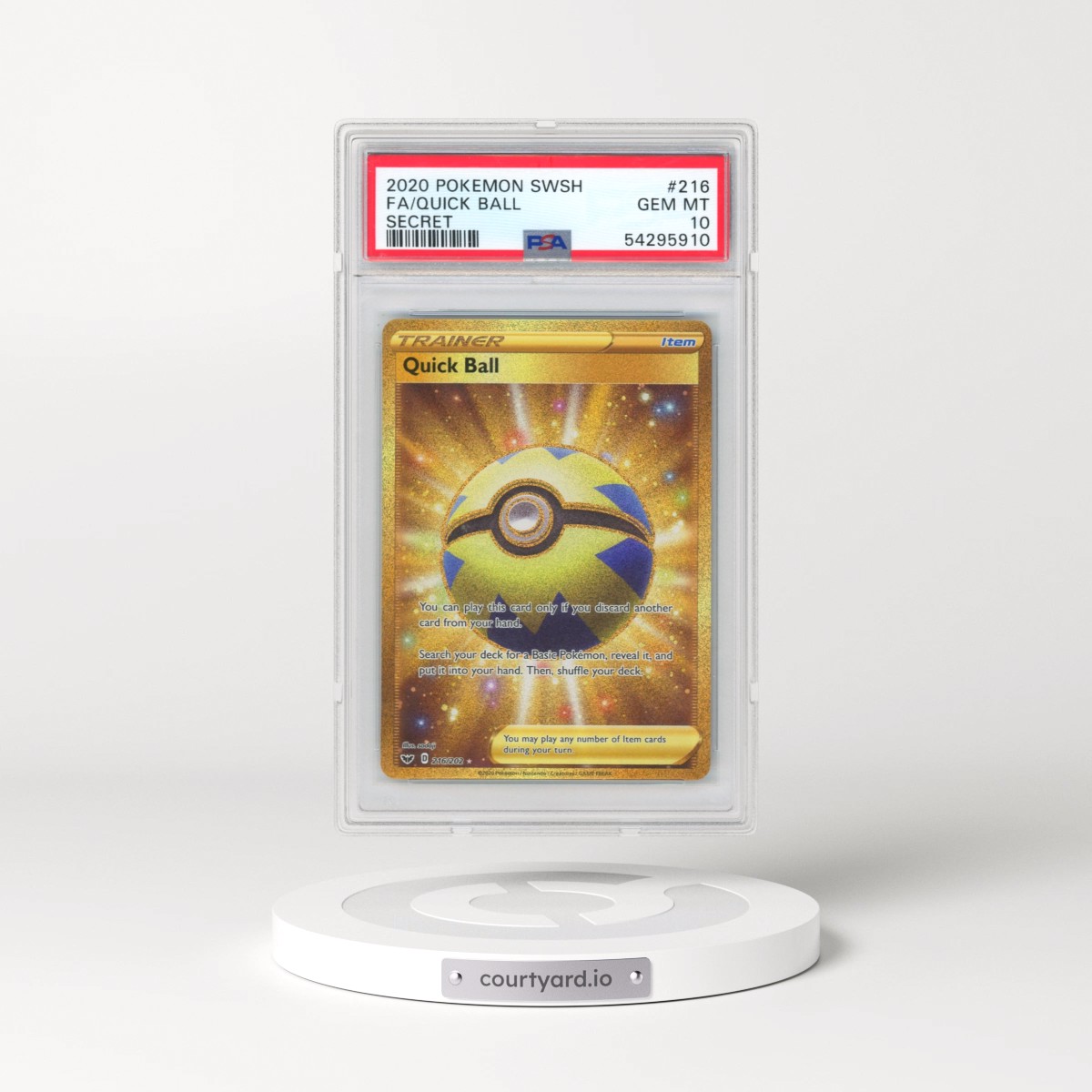 2020 Pokémon Sword & Shield #216 Quick Ball - Full Art Secret (PSA 10 GEM MINT)