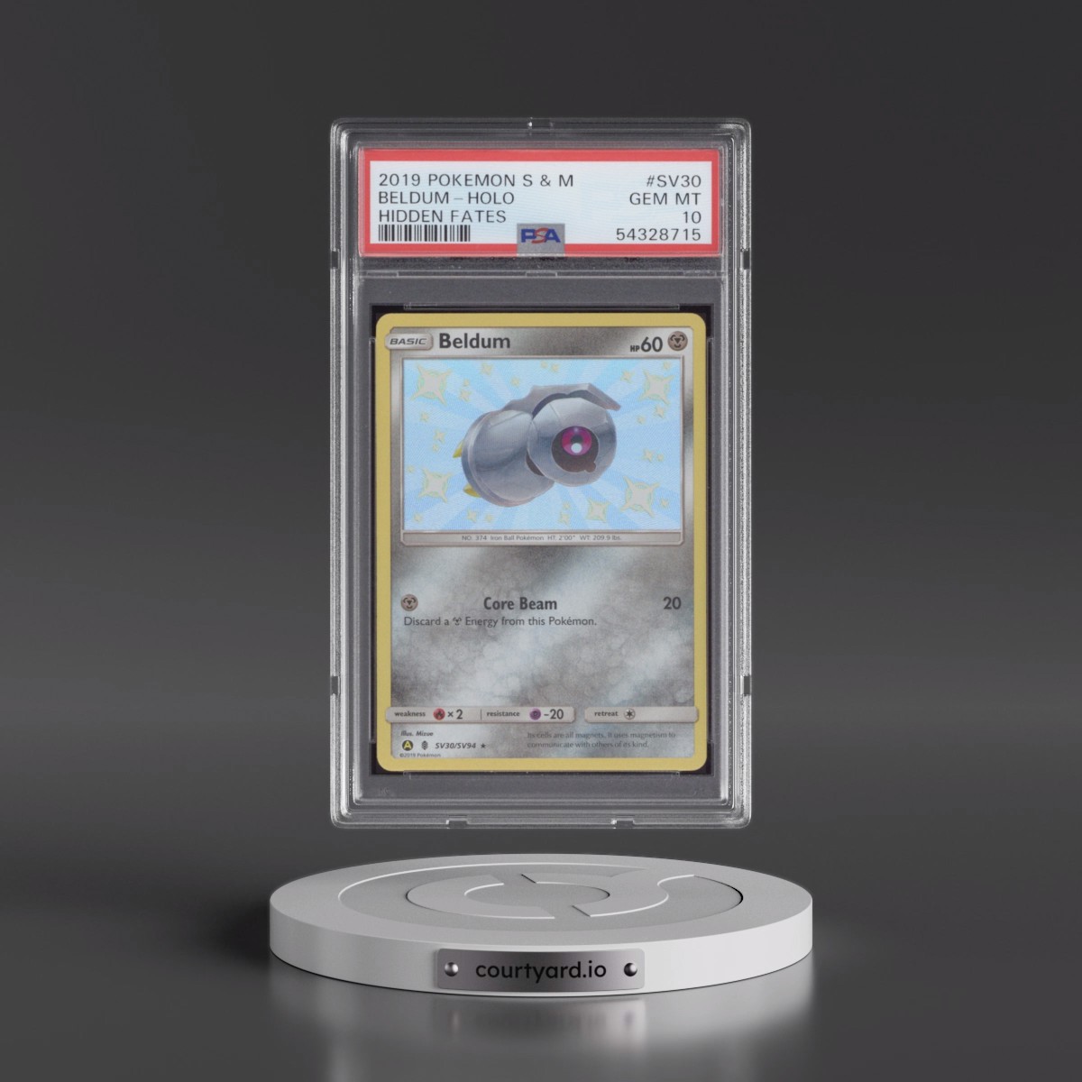 2019 Pokémon Sun & Moon Hidden Fates Beldum - Holo #SV30 PSA 10
