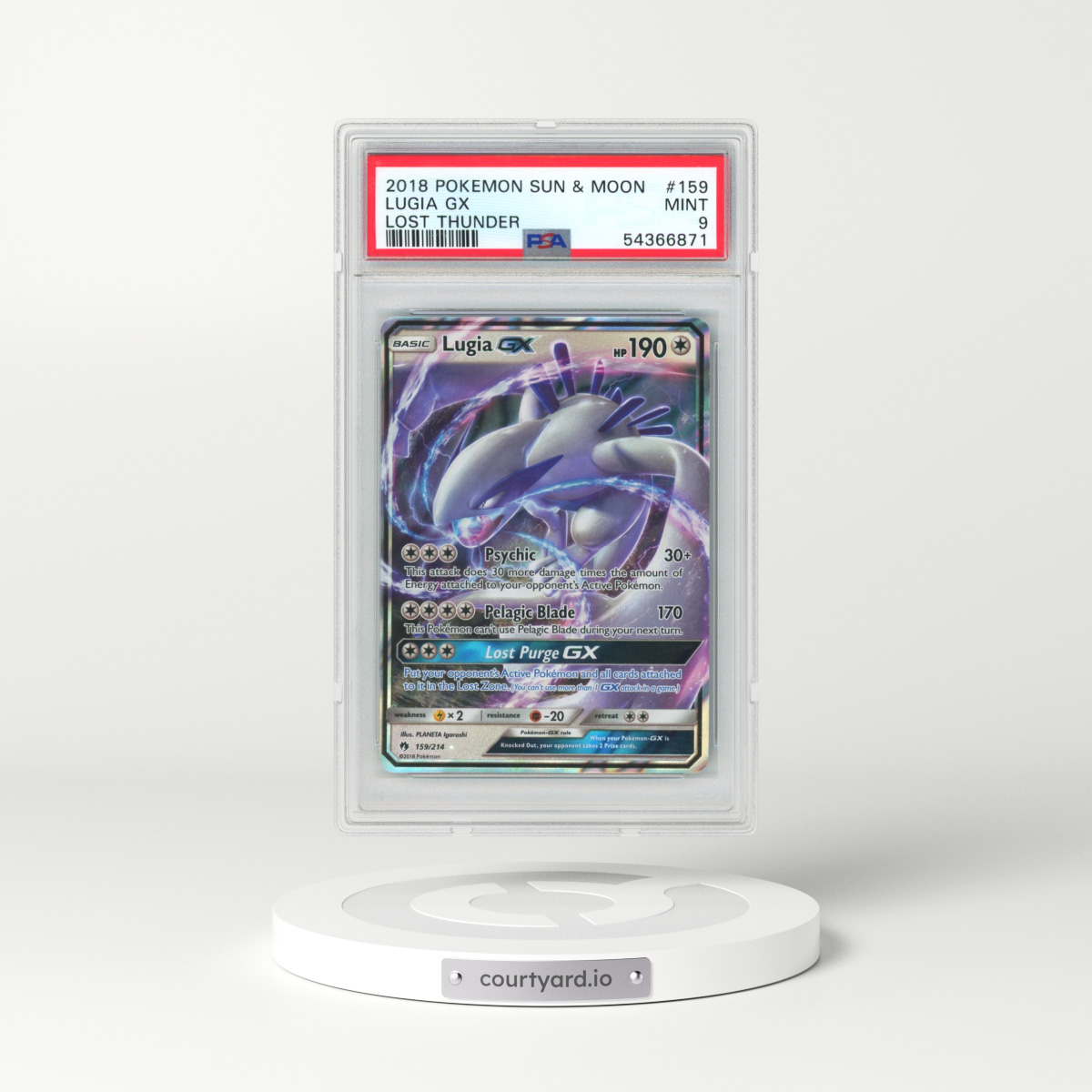 2018 Pokémon Sun & Moon Lost Thunder #159 Lugia GX - Holo (PSA 9 MINT)